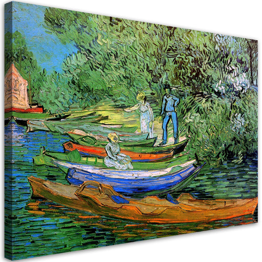 Paveikslas ant drobės, Vincent van Gogh, Valtys Oise upės pakrantėje