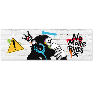 Paveikslas ant drobės, Banksy, DJ Monkey baltų plytų fone Paveikslai ant drobės Gera namie - Geranamie.lt