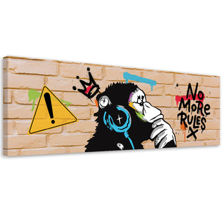Paveikslas ant drobės, Banksy, DJ Monkey plytų fone Paveikslai ant drobės Gera namie - Geranamie.lt