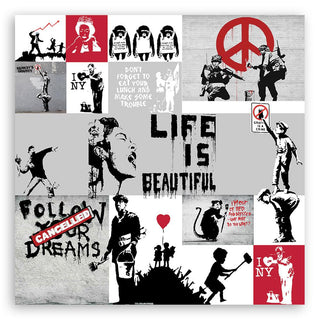 Paveikslas ant drobės, Banksy, Graffiti kompozicija Paveikslai ant drobės Gera namie - Geranamie.lt