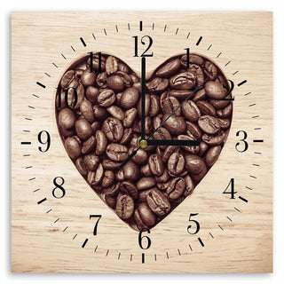 Sieninis laikrodis, Kavos pupelių širdis Sieniniai laikrodžiai Gera namie - Geranamie.lt
