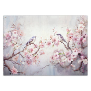 Fototapetai, Shabby Chic stiliaus paukščiai ir gėlės Tapetai Gera namie - Geranamie.lt