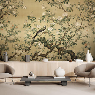 Fototapetai, Paukštis medyje Chinoiserie Tapetai Gera namie - Geranamie.lt