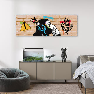 Paveikslas ant drobės, Banksy, DJ Monkey plytų fone Paveikslai ant drobės Gera namie - Geranamie.lt