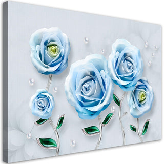 Paveikslas ant drobės, Mėlynos 3D rožės Paveikslai ant drobės Gera namie - Geranamie.lt