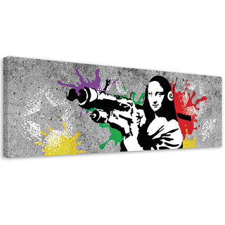Paveikslas ant drobės, Banksy, Mona Lisa Bazooka pilka Paveikslai ant drobės Gera namie - Geranamie.lt