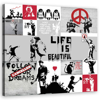 Paveikslas ant drobės, Banksy, Graffiti kompozicija Paveikslai ant drobės Gera namie - Geranamie.lt