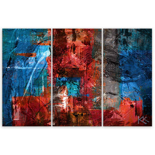 Trijų dalių paveikslas ant drobės, Raudona abstrakcija Paveikslai ant drobės Gera namie - Geranamie.lt