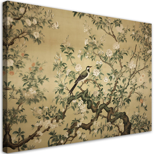 Paveikslas ant drobės, Paukštis medyje Chinoiserie stiliumi