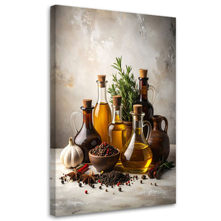 Paveikslas ant drobės, Viduržemio skoniai Paveikslas ant drobės, Olive oil herbs spices Paveikslai ant drobės Gera namie - Geranamie.lt