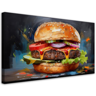 Paveikslas ant drobės, Klasikinis mėsainis Paveikslas ant drobės, Burger Sandwich Food Paveikslai ant drobės Gera namie - Geranamie.lt