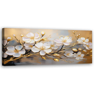 Paveikslas ant drobės, Baltų žiedų šakelė ochroje Paveikslai ant drobės Gera namie - Geranamie.lt