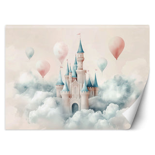 Wallpaper for children, Castle with balloons in clouds