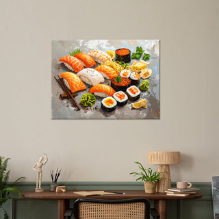 Paveikslas ant drobės, Japoniški sušiai Paveikslas ant drobės for the kitchen bar, Sushi Food Paveikslai ant drobės Gera namie - Geranamie.lt