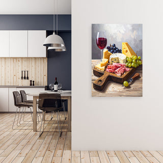 Paveikslas ant drobės, Viduržemio skoniai Paveikslas ant drobės, Cold cuts cheese grapes board Paveikslai ant drobės Gera namie - Geranamie.lt