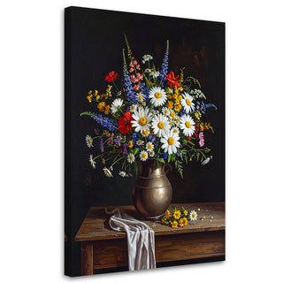 Paveikslas ant drobės, lauko gėlių puokštė Canvas print, Colourful bouquet of wildflowers in a vase Paveikslai ant drobės Gera namie - Geranamie.lt