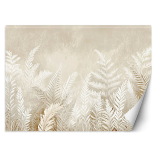 Wallpaper, Beige fern leaves feathers boho style