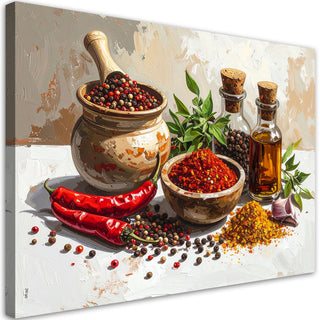 Paveikslas ant drobės, prieskonių aromatai Paveikslas ant drobės, Chilli peppers spices pepper herbs Paveikslai ant drobės Gera namie - Geranamie.lt
