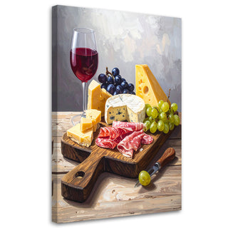 Paveikslas ant drobės, Viduržemio skoniai Paveikslas ant drobės, Cold cuts cheese grapes board Paveikslai ant drobės Gera namie - Geranamie.lt