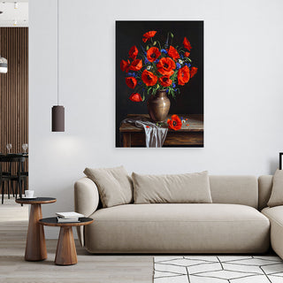Paveikslas ant drobės, Raudonos aguonos Canvas print, Red poppies bouquet of flowers in a vase Paveikslai ant drobės Gera namie - Geranamie.lt