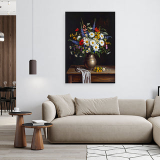 Paveikslas ant drobės, lauko gėlių puokštė Canvas print, Colourful bouquet of wildflowers in a vase Paveikslai ant drobės Gera namie - Geranamie.lt