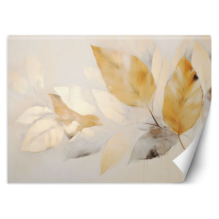 Wallpaper, Boho branches beige yellow leaves
