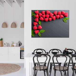 Paveikslas ant drobės, Aviečių harmonija Paveikslas ant drobės, Red Raspberries Fruit Nature Paveikslai ant drobės Gera namie - Geranamie.lt