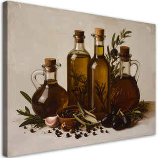 Paveikslas ant drobės, alyvuogių aliejaus kompozicija Paveikslas ant drobės, Olive oil herbs spices Paveikslai ant drobės Gera namie - Geranamie.lt