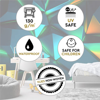 Fototapetai, Geometrinė neoninė turkio abstracija 3DTapetai Gera namie - Geranamie.lt