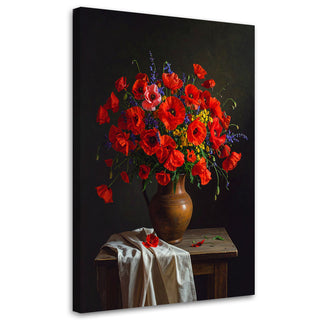 Paveikslas ant drobės, Ryškios aguonos Canvas wall art, Red poppies bouquet of flowers in a vase Paveikslai ant drobės Gera namie - Geranamie.lt