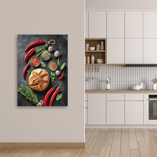 Paveikslas ant drobės, Duona ir prieskoniai Paveikslas ant drobės, Kitchen Food Pepper Spices Paveikslai ant drobės Gera namie - Geranamie.lt