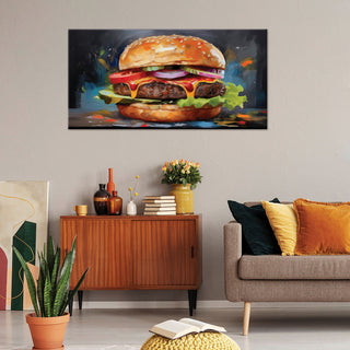 Paveikslas ant drobės, Klasikinis mėsainis Paveikslas ant drobės, Burger Sandwich Food Paveikslai ant drobės Gera namie - Geranamie.lt