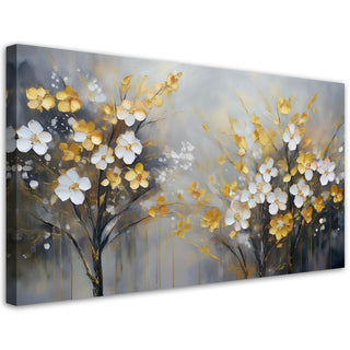 Paveikslas ant drobės, Balti ir aukso žiedai medyje Paveikslai ant drobės Gera namie - Geranamie.lt