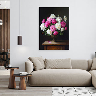 Paveikslas ant drobės, Bijūnai tamsoje Canvas picture, Peonies bouquet of flowers in a vase Paveikslai ant drobės Gera namie - Geranamie.lt
