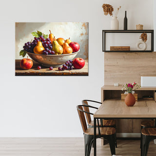 Canvas wall art, Still life with fruit in a bowl Paveikslas ant drobės, Natiurmortas su vaisių dubeniu Paveikslai ant drobės Gera namie - Geranamie.lt