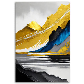 Painting on canvas, Golden mountain abstraction