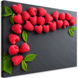 Paveikslas ant drobės, Aviečių harmonija Paveikslas ant drobės, Red Raspberries Fruit Nature Paveikslai ant drobės Gera namie - Geranamie.lt