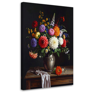 Paveikslas ant drobės, vasariškos gėlės Wall Art Print, Colourful bouquet of flowers in a vase Paveikslai ant drobės Gera namie - Geranamie.lt