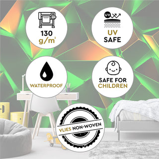 Fototapetai, Geometrinė neoninė žalia abstracija 3DTapetai Gera namie - Geranamie.lt