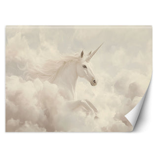 Wallpaper for children, Unicorn in beige clouds