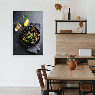 Paveikslas ant drobės, Viduržemio midijos Paveikslas ant drobės, Seafood mussels Paveikslai ant drobės Gera namie - Geranamie.lt