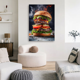 Paveikslas ant drobės, Didysis burgeris Paveikslas ant drobės, Burger Eating Restaurant Paveikslai ant drobės Gera namie - Geranamie.lt