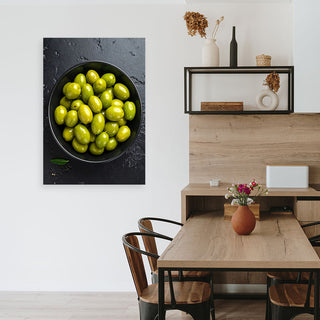 Paveikslas ant drobės, žalios alyvuogės Paveikslas ant drobės, Olives fruit in a bowl Paveikslai ant drobės Gera namie - Geranamie.lt