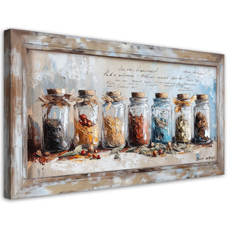 Paveikslas ant drobės, Prieskonių laboratorija Paveikslas ant drobės, Herbs Spices Jars Paveikslai ant drobės Gera namie - Geranamie.lt