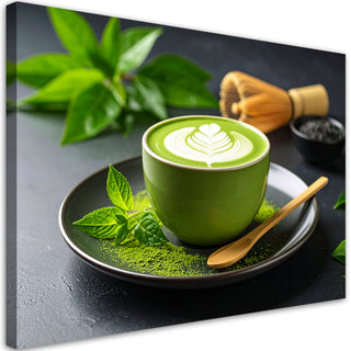 Paveikslas ant drobės, Matcha aromatas Paveikslas ant drobės, Matcha tea latte Paveikslai ant drobės Gera namie - Geranamie.lt