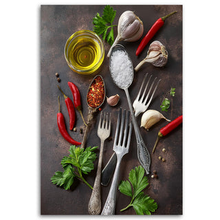 Paveikslas ant drobės, Čili ir česnakai Paveikslas ant drobės, Spices Pepper Eating Kitchen Paveikslai ant drobės Gera namie - Geranamie.lt