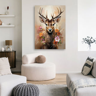 Paveikslas ant drobės, Elnias ir gėlės Paveikslai ant drobės Gera namie - Geranamie.lt