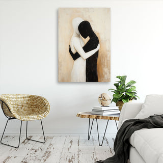 Paveikslas ant drobės, Juodai baltas poros apsikabinimasPaveikslai ant drobės Gera namie - Geranamie.lt