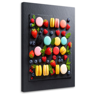 Paveikslas ant drobės, Uogos ir macarons Paveikslas ant drobės, Macaroons cookies and fruit Paveikslai ant drobės Gera namie - Geranamie.lt