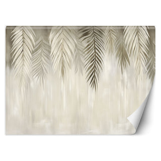 Wallpaper, Beige palm leaves boho style